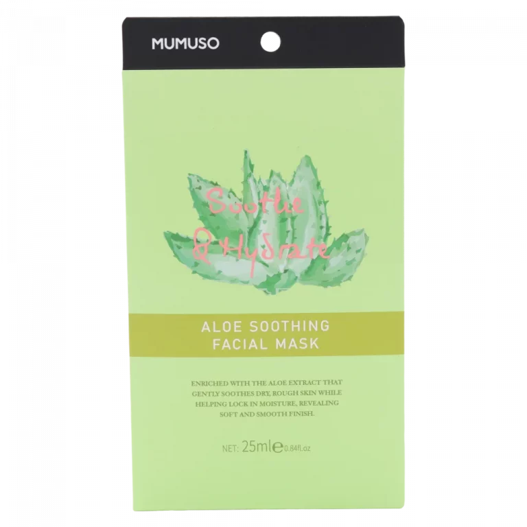 MUMUSO Gesichtsmaske Aloe Vera, 25 ml (Grün) – feuchtigkeitsspendende Vliesmaske für empfindliche Haut mit Aloe-Extrakt.