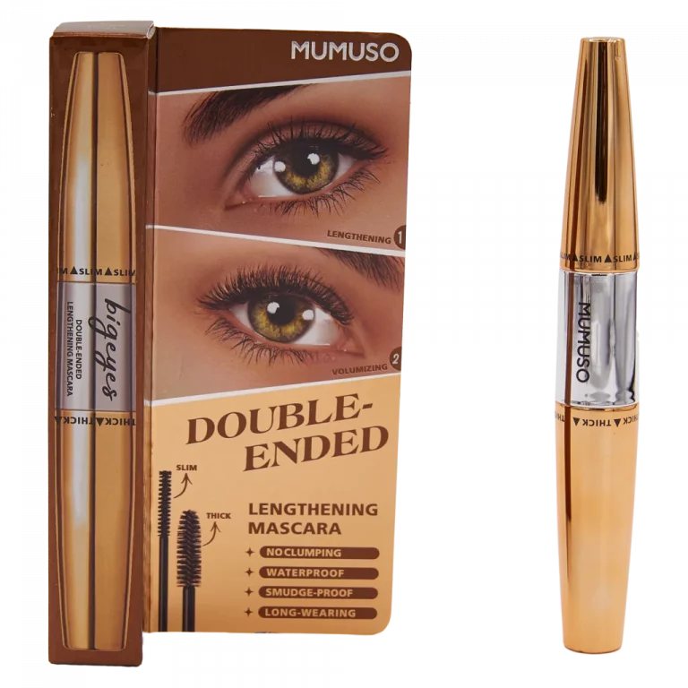MUMUSO doppelseitige Mascara für längere und definierte Wimpern, 02 Braun – Wimperntusche Braun mit zwei Bürsten.